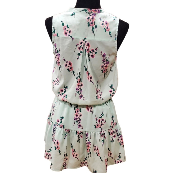 🅶 Juicy Couture Mint Green Floral Print Drawstring Waist Mini Dress - Picture 4 of 14